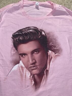 Rare Oversized Elvis Presley Adult Large Signature Pink Cadillac Tee Shirt